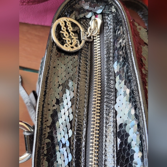 Coach Poppy Rocker Black Sequin Satchel Bag - Picture 5 of 7